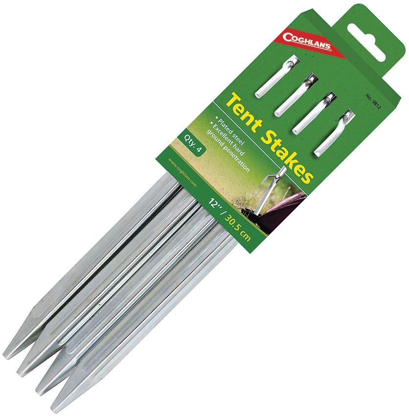 Steel Tent Stakes 12in 4pk