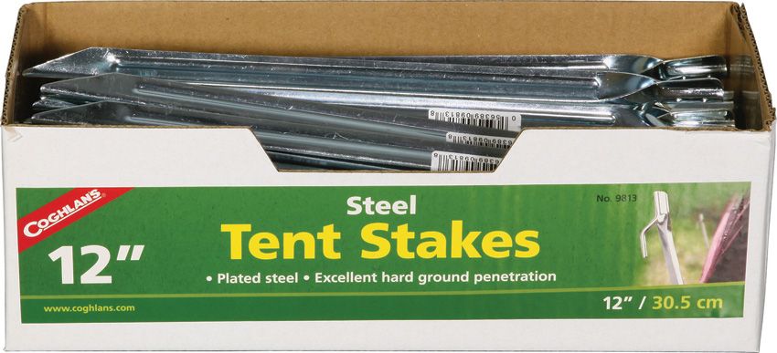 Steel Tent Stakes 12in 50pk