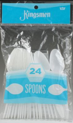 CUTLERY PLSTC SPOONS 24CT WHT