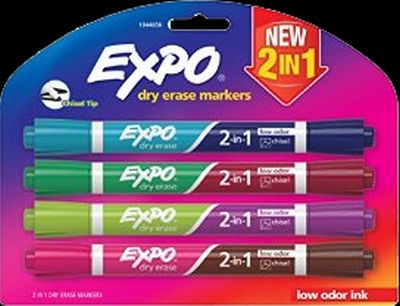 EXPO DRY ERASE 2IN1 ASST 4CT