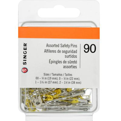 SAFETY PIN ASST BRASS/SIL 90CT