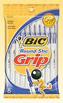 PENS BIC ROUND STIC 8PK BLUE