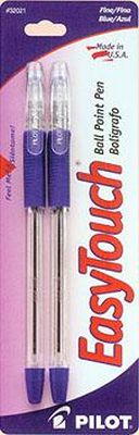EZ TOUCH BALLPT 2PK FINE BLUE