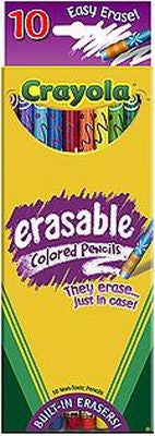 CRAYOLA PENCILS ERAS COL 10CT