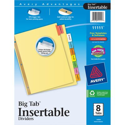 DIVIDERS, 8ct 'BIG TAB' ASST