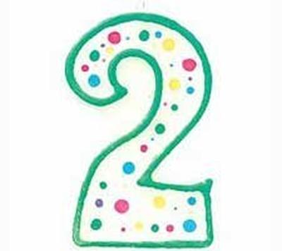 NUMERAL CANDLE 2 GREEN