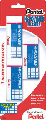 ERASER POLYMER WHITE 3PK