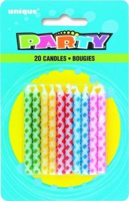 PARTY CANDLE DOT 20CT MULTI
