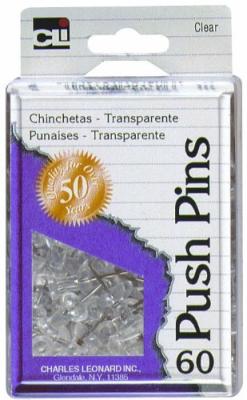 PUSH PINS 60CT CLEAR W/BOX