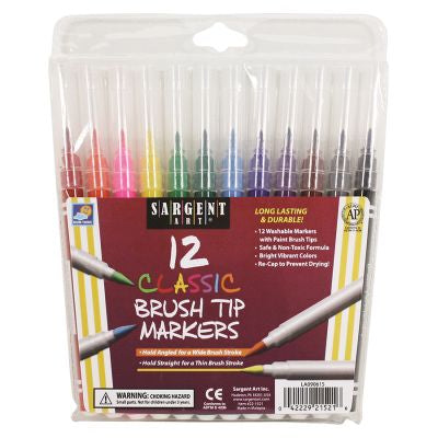 BRUSH TIP CLASS MARKERS 12CT