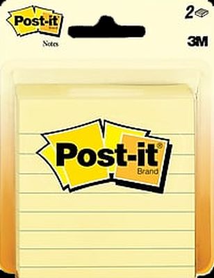 POST IT 3X3 LINED YELLOW 2x100