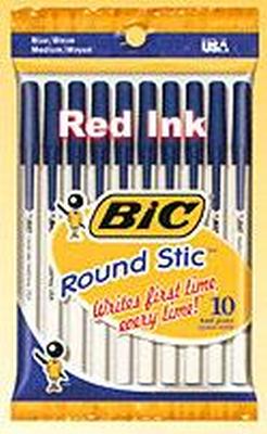 PENS ROUND STIC 10PK RED