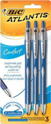 BIC PEN ATLANTIS CMFRT 3PK BLU
