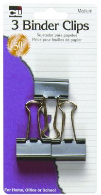BINDER CLIPS MED., 3CT CD