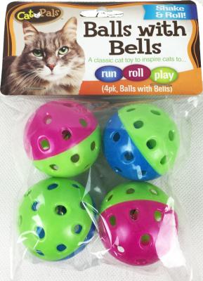 CPALS CAT BALL W BELL 4PK