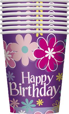 BDAY BLOSSOM 9OZ CUP 8CT