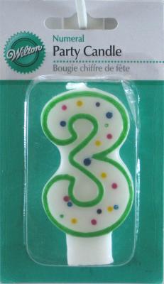 NUMERAL CANDLE 3 GREEN